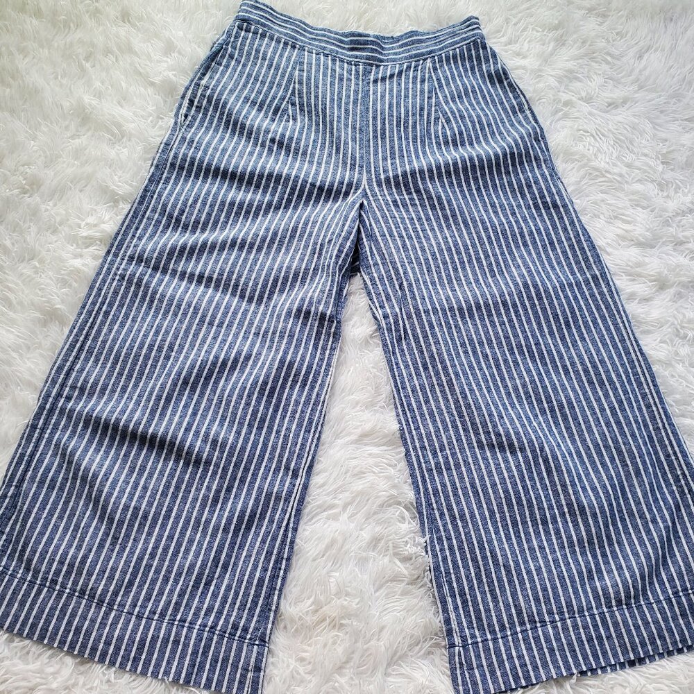 beachlunchlounge Linen Pants with Pockets - Blue and White Vertical Stripe - Picture 2 of 10